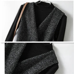 Longline tweed coat for women by Christine Brewer, featuring a belted design and classic textured fabric.