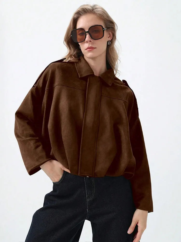 Willow oversized zip-up overshirt jacket for women by Christine Brewer, showing a relaxed fit with a front zipper and soft fabric.