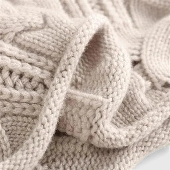 Christine Brewer Regina women's knit sweater in neutral tones, featuring a cozy, textured knit fabric and a relaxed fit.