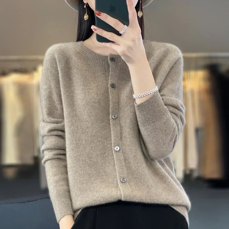 Blanche | Button-Front Crew Neck Cardigan for Women