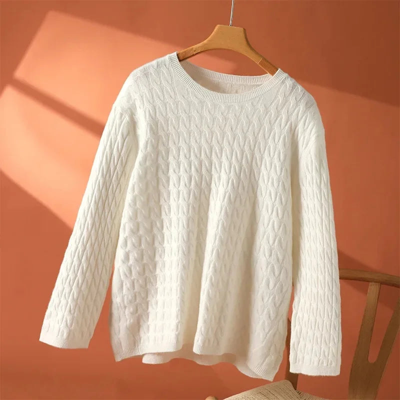 Christine Brewer Juliana women's crew neck sweater in soft knit fabric, shown in a cozy, stylish fit with long sleeves.