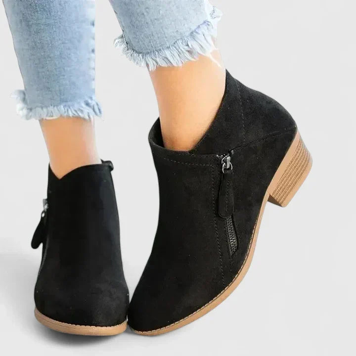 Auryziah | Ankle Boots Booties Women Winter Fall Side Zip Zip Up Low Heel Heeled