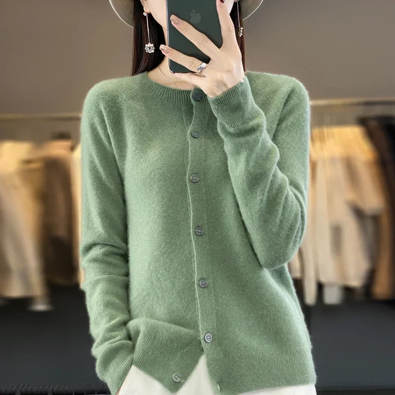 Blanche | Button-Front Crew Neck Cardigan for Women