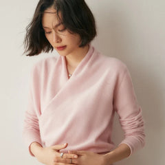 Women’s cashmere sweater by Christine Brewer in soft Dawn color, featuring a cozy, stylish fit and long sleeves.