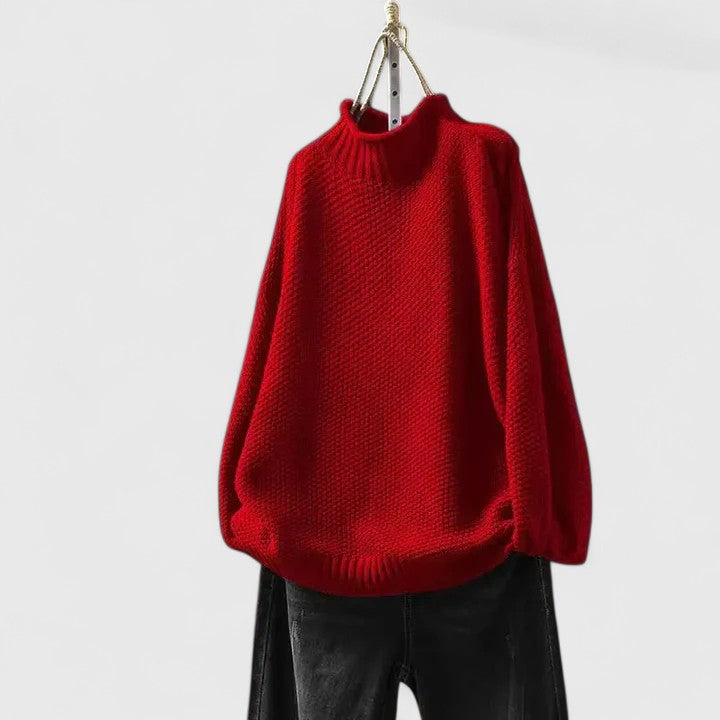 Women’s knit sweater by Christine Brewer from the Harmony collection, featuring a cozy, textured knit fabric and classic fit.