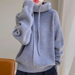 Fern ribbed hoodie for women by Christine Brewer, featuring a cozy, textured fabric with a relaxed fit and ribbed details.