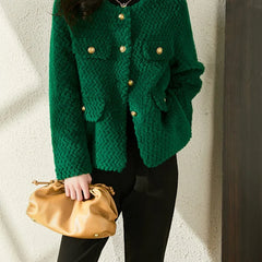 Velvet short jacket for women from Christine Brewer's Aria collection, stylish and elegant with a smooth fabric finish.