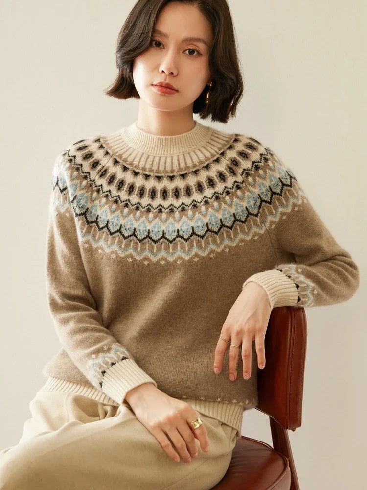 Christine Brewer Jolene cashmere mock neck sweater for women, featuring a soft knit fabric and classic fit in a cozy design.