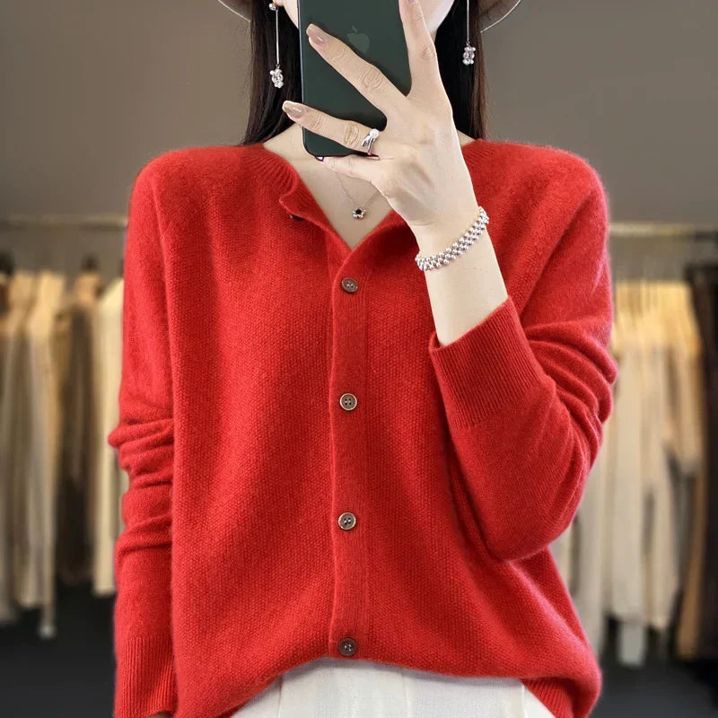 Blanche | Button-Front Crew Neck Cardigan for Women