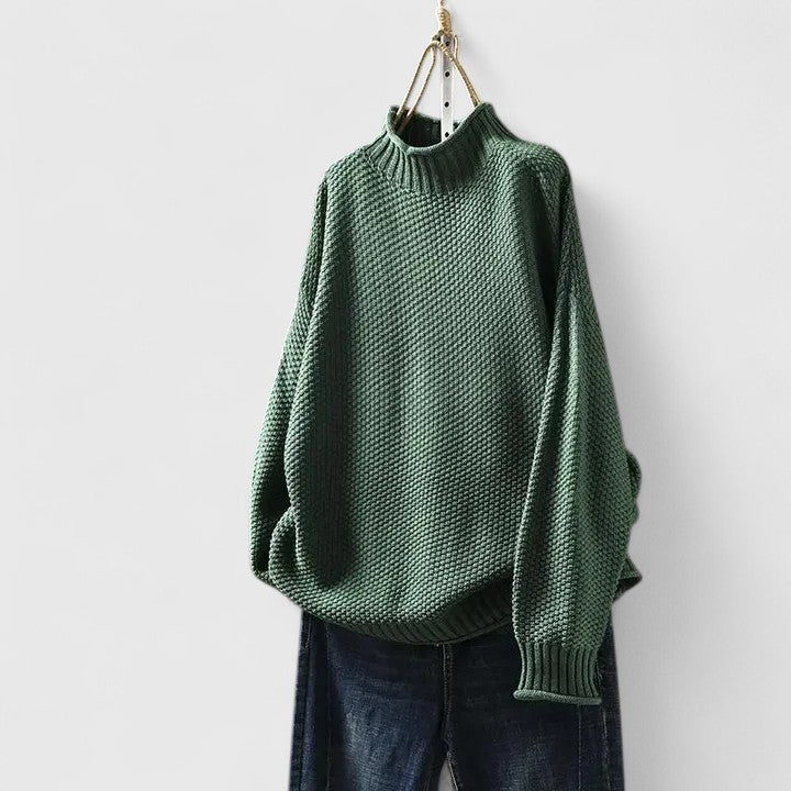 Women’s knit sweater by Christine Brewer, Harmony, featuring a cozy, textured design in a neutral color.
