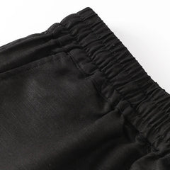 Women’s cotton linen wide leg drawstring trousers by Christine Brewer, loose pull-on pants with relaxed fit and comfortable style.