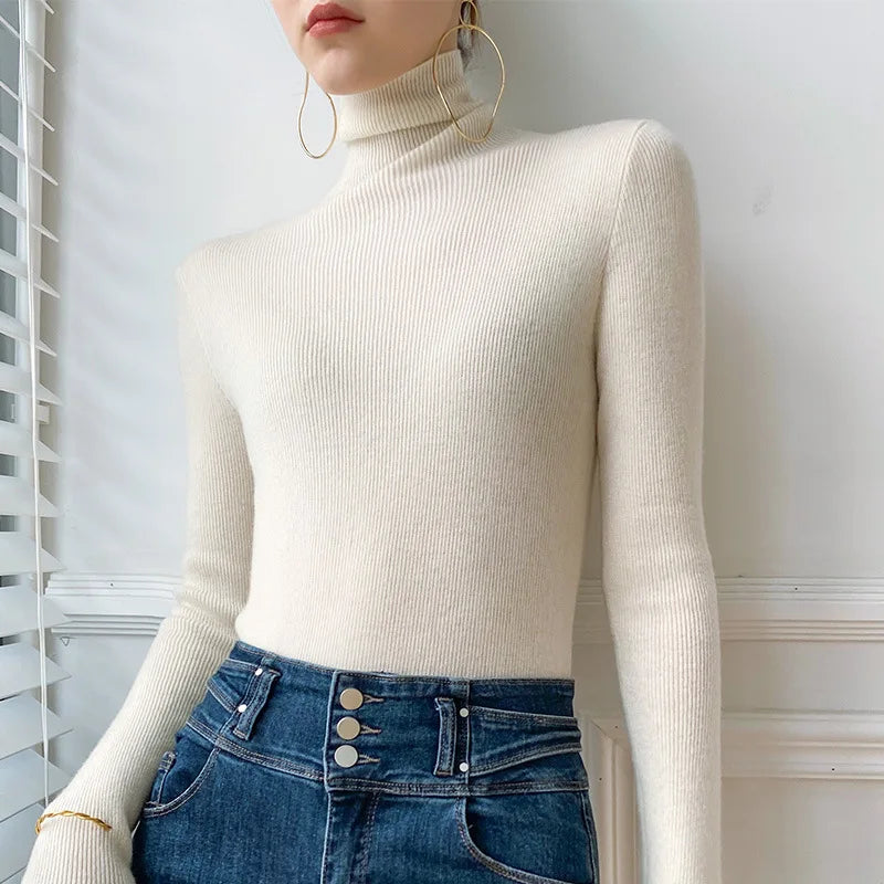 Camille | Cashmere Sweater Turtleneck Knit Winter Warm Slim Fit Lightweight Pullover Layering Fall