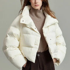 Women's Hannah cropped quilted parka jacket by Christine Brewer, featuring a stylish quilted design and cozy fit.