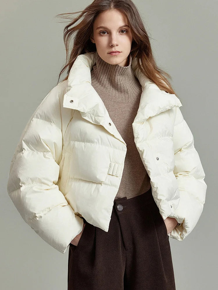 Women's Hannah cropped quilted parka jacket by Christine Brewer, featuring a stylish quilted design and cozy fit.