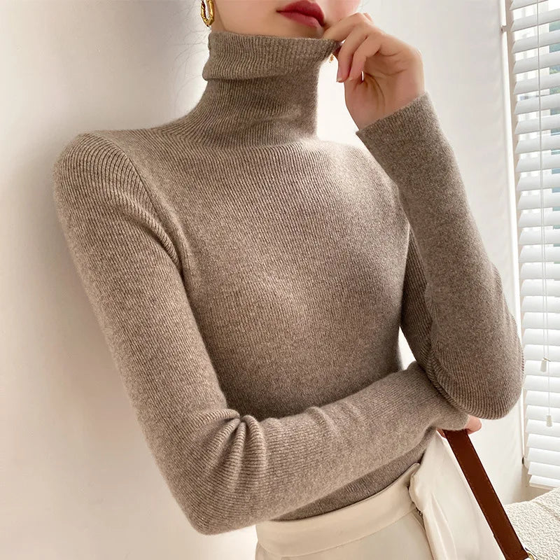 Camille | Cashmere Sweater Turtleneck Knit Winter Warm Slim Fit Lightweight Pullover Layering Fall