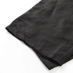 Women’s cotton linen wide-leg drawstring trousers by Christine Brewer, loose pull-on pants with relaxed fit and comfortable style.