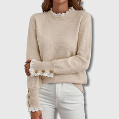 Ribbed women's sweater from Christine Brewer's Teresa collection, featuring a cozy fit and textured knit fabric.