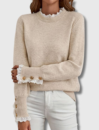 Ribbed women's sweater from Christine Brewer's Teresa collection, featuring a cozy fit and textured knit fabric.
