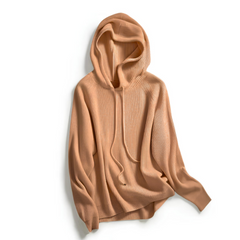Light gray Christine Brewer Claudia women's cashmere hoodie with a relaxed fit and soft, cozy fabric.