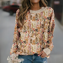 Christine Brewer Celeste knit sweater for women, cozy long-sleeve knit sweater in soft fabric, stylish casual wear for fall and winter.