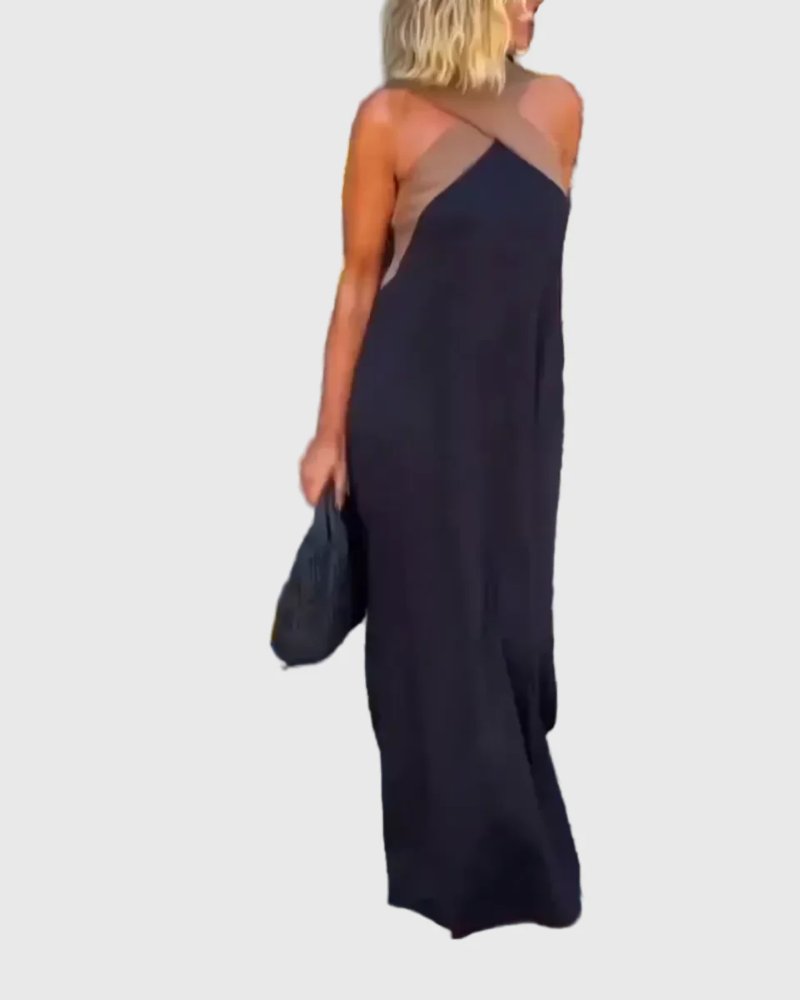 Elena | Maxi Dress Women Cross Neck Flowy Draped Evening Casual Party Fall Winter