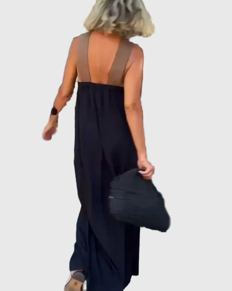 Elena | Maxi Dress Women Cross Neck Flowy Draped Evening Casual Party Fall Winter
