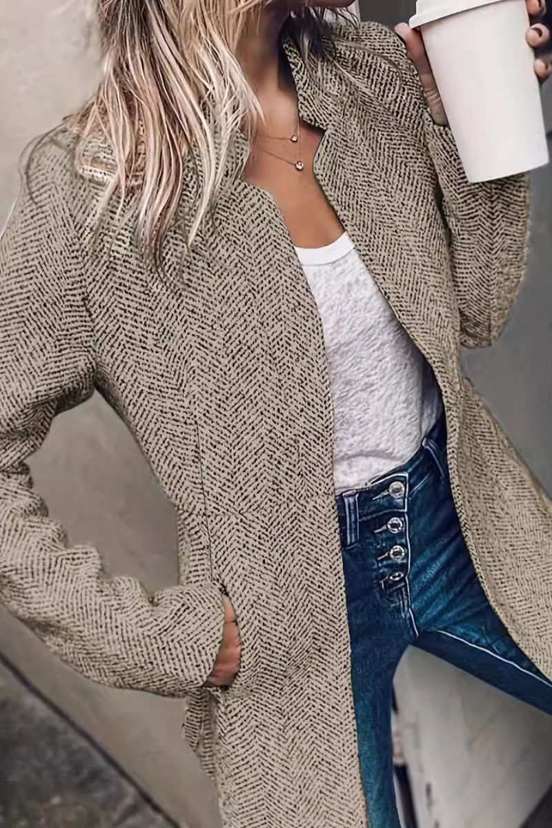 Cressida | Herringbone Longline Cardigan for Women