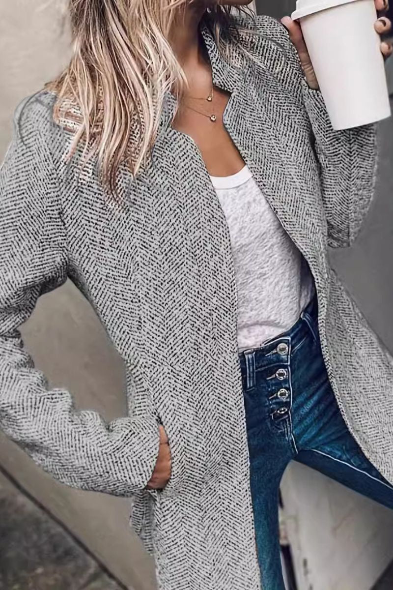 Cressida | Herringbone Longline Cardigan for Women
