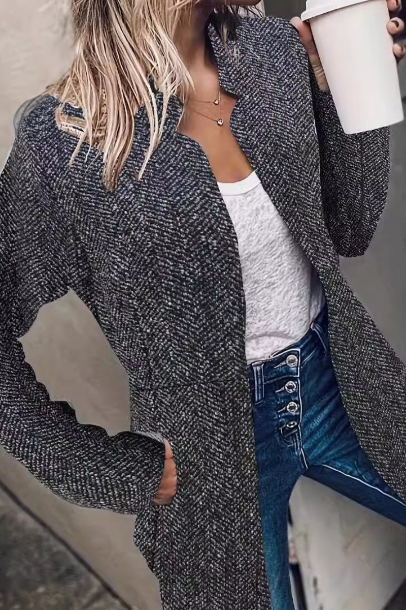 Cressida | Herringbone Longline Cardigan for Women