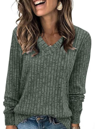 Susanna oversized V-neck sweater for women by Christine Brewer, shown in a cozy, relaxed fit with ribbed cuffs and hem.