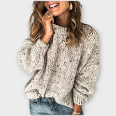 Lillian knit sweater for women by Christine Brewer, featuring a cozy, stylish design in soft, warm fabric.