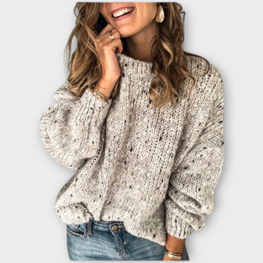 Christine Brewer Veronica knit sweater for women, featuring a cozy, textured design in soft, neutral colors.