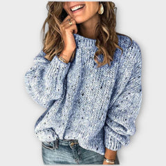 Lillian knit sweater for women by Christine Brewer, featuring cozy fabric and stylish design, displayed on a neutral background.