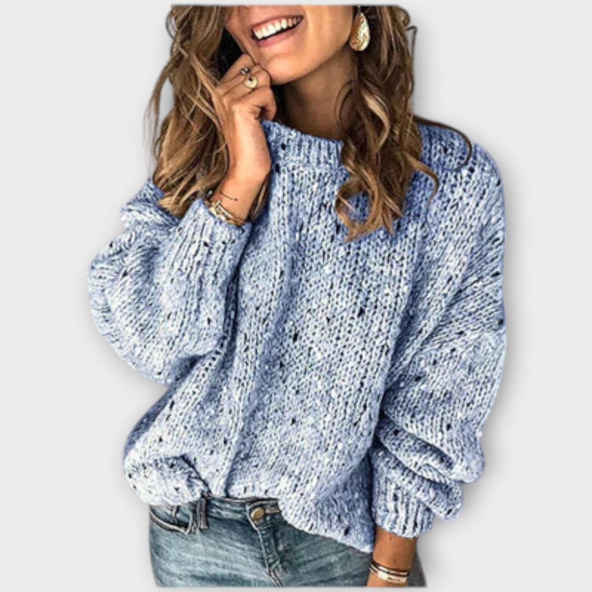 Christine Brewer Veronica knit sweater for women, featuring a cozy, stylish design in soft fabric, shown on a model.