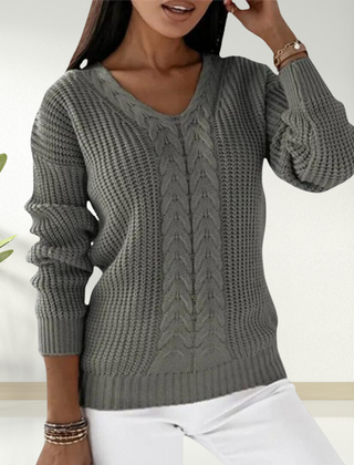 Christine Brewer Morgan women’s V-neck sweater in soft knit fabric, styled with long sleeves and a classic fit.