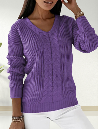 Christine Brewer Morgan women's V-neck sweater, soft knit fabric in a versatile style, shown in a close-up view.