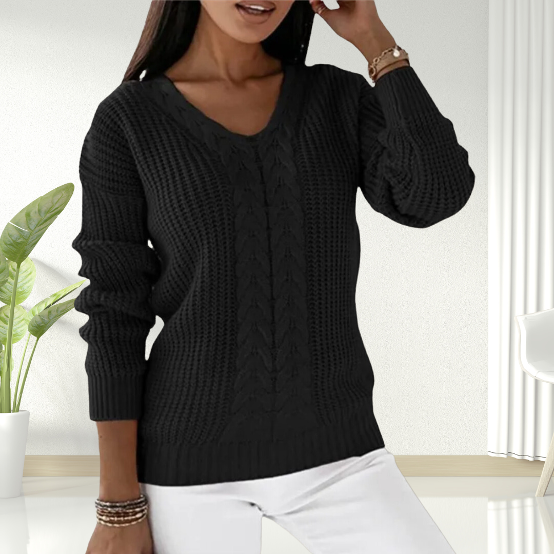 Christine Brewer Morgan women's V-neck sweater, soft knit fabric, in a classic design, displayed on a neutral background