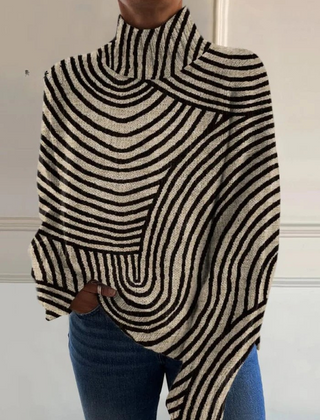 Christine Brewer Brooklyn women's turtleneck graphic sweater featuring a stylish design and comfortable knit fabric.