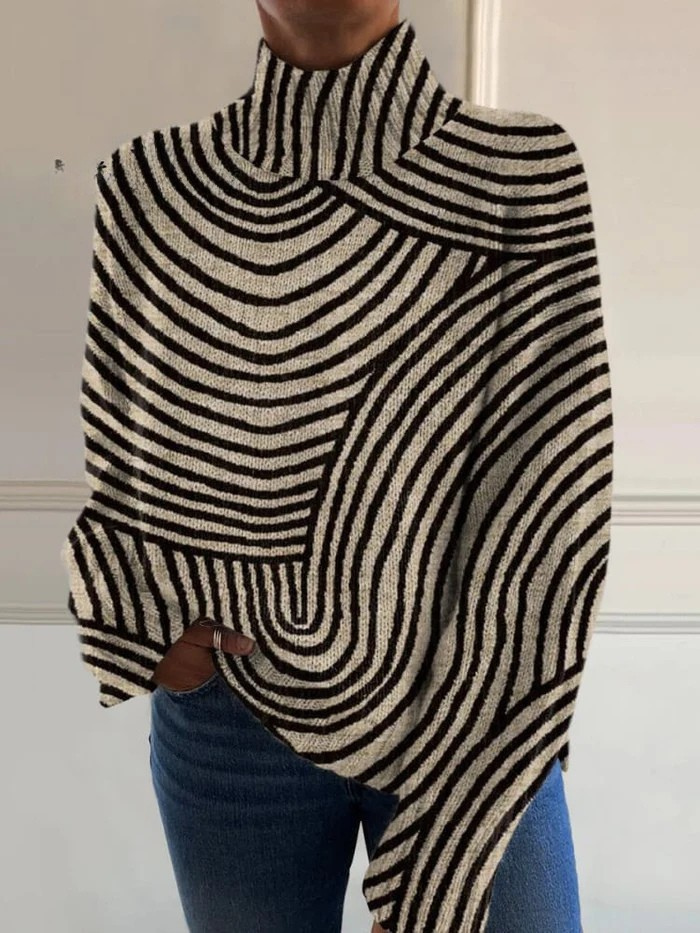 Christine Brewer Brooklyn women's turtleneck graphic sweater featuring a stylish design and comfortable knit fabric.