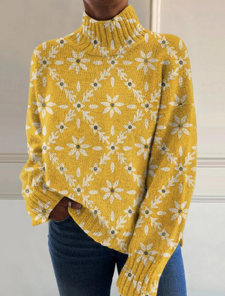 Christine Brewer Bailey floral colorblock sweater for women, featuring vibrant floral patterns and cozy knit fabric.