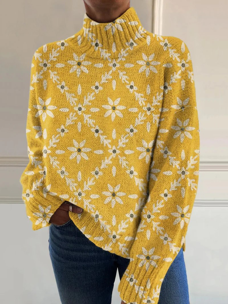 Christine Brewer Bailey floral colorblock sweater for women, featuring vibrant floral patterns and cozy knit fabric.