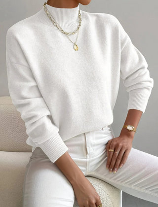Christine Brewer Samantha high neck sweater for women, showcasing a cozy knit sweater with a high neckline and long sleeves.