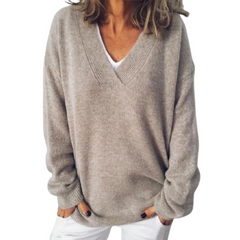 Christine Brewer Cassandra women's knit sweater featuring a cozy, textured design in neutral tones.