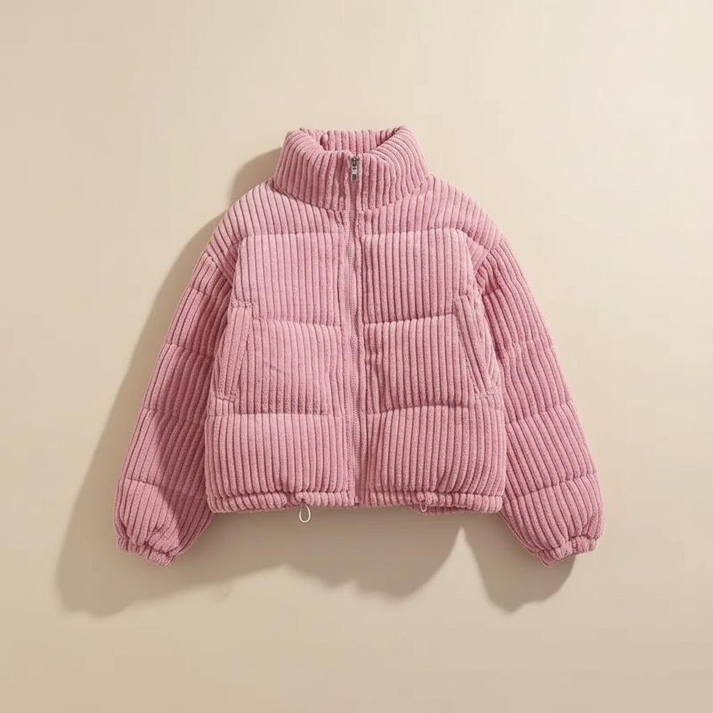 Zara | Quilted Jacket Puffer Jacket Corduroy Winter Warm Cropped Boxy Padded Lined Elasticated Cuffs