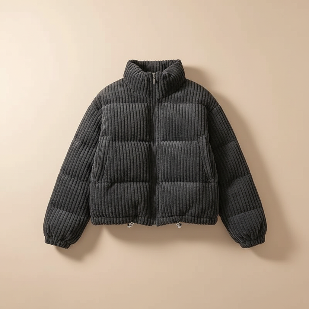 Zara | Quilted Jacket Puffer Jacket Corduroy Winter Warm Cropped Boxy Padded Lined Elasticated Cuffs