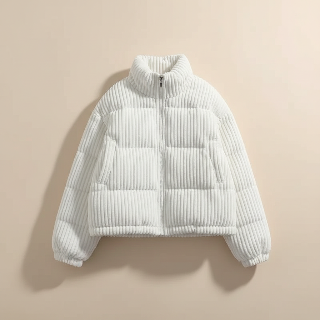 Zara | Quilted Jacket Puffer Jacket Corduroy Winter Warm Cropped Boxy Padded Lined Elasticated Cuffs