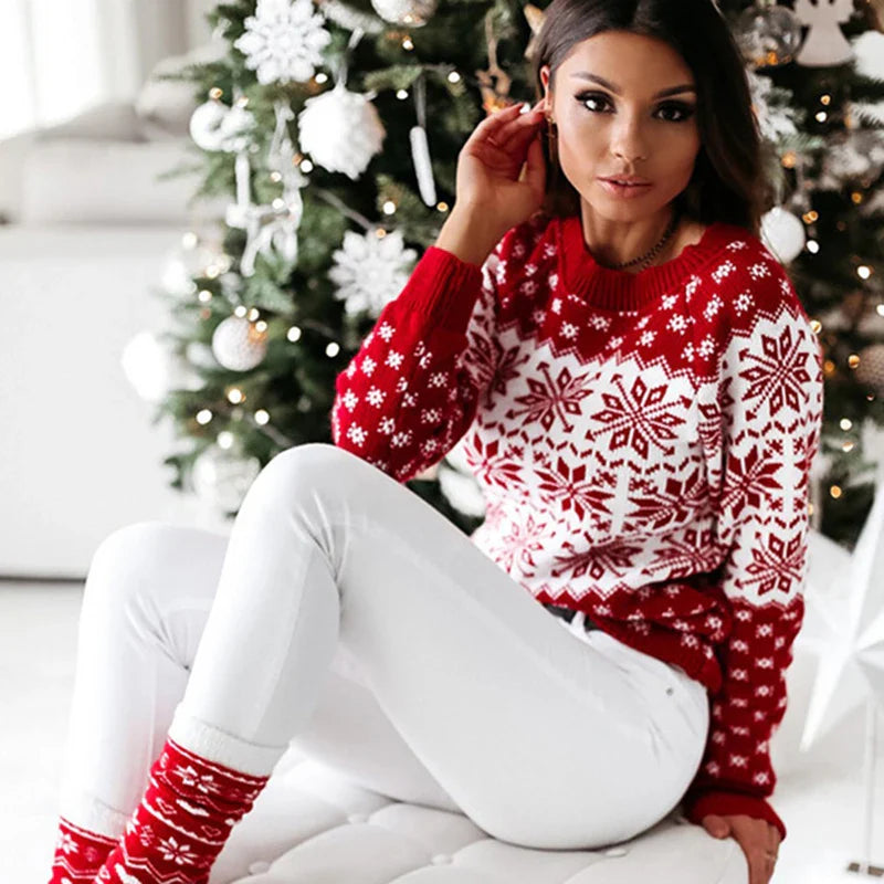 Lilian | Nordic Fair Isle Ribbed Knit Christmas Sweater for Women