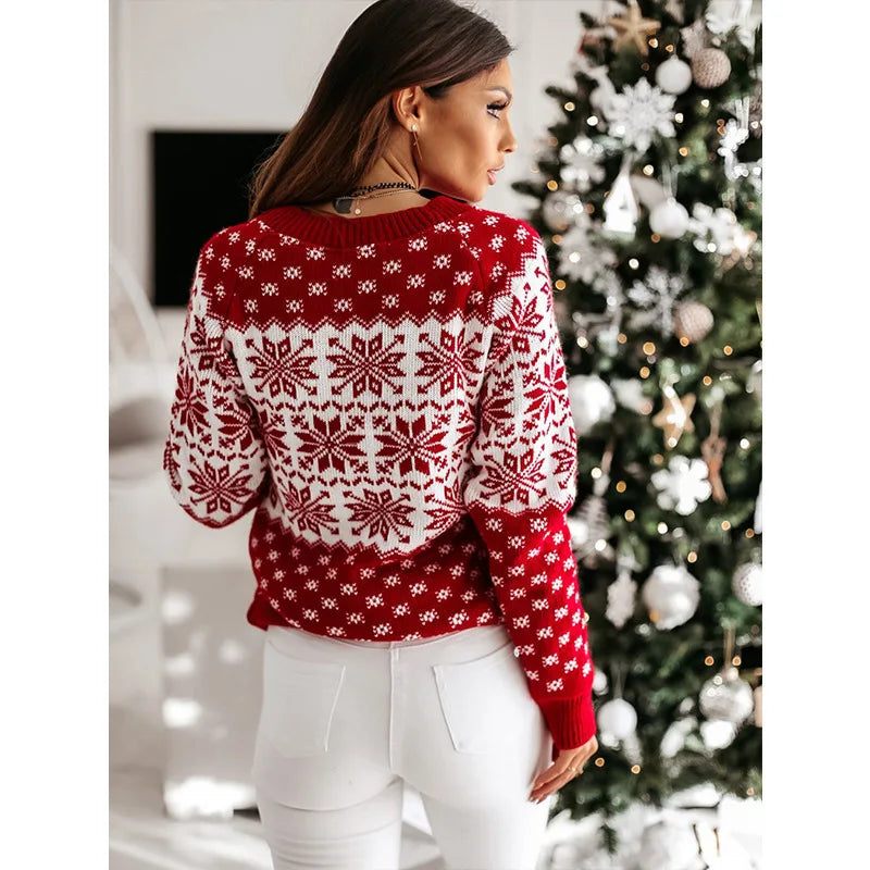 Lilian | Nordic Fair Isle Ribbed Knit Christmas Sweater for Women