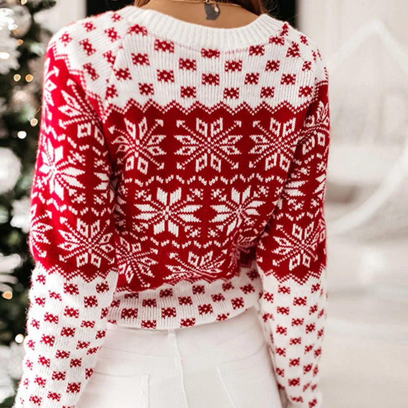 Lilian | Nordic Fair Isle Ribbed Knit Christmas Sweater for Women