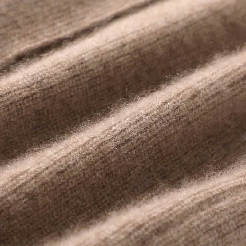 Women’s cashmere wool knit sweater vest with a sleeveless design, lapel collar, and drawstring detail, ideal for autumn and winter.